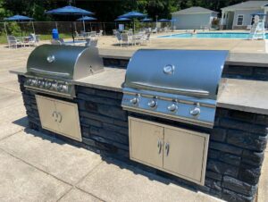 outdoor kitchen by the pool